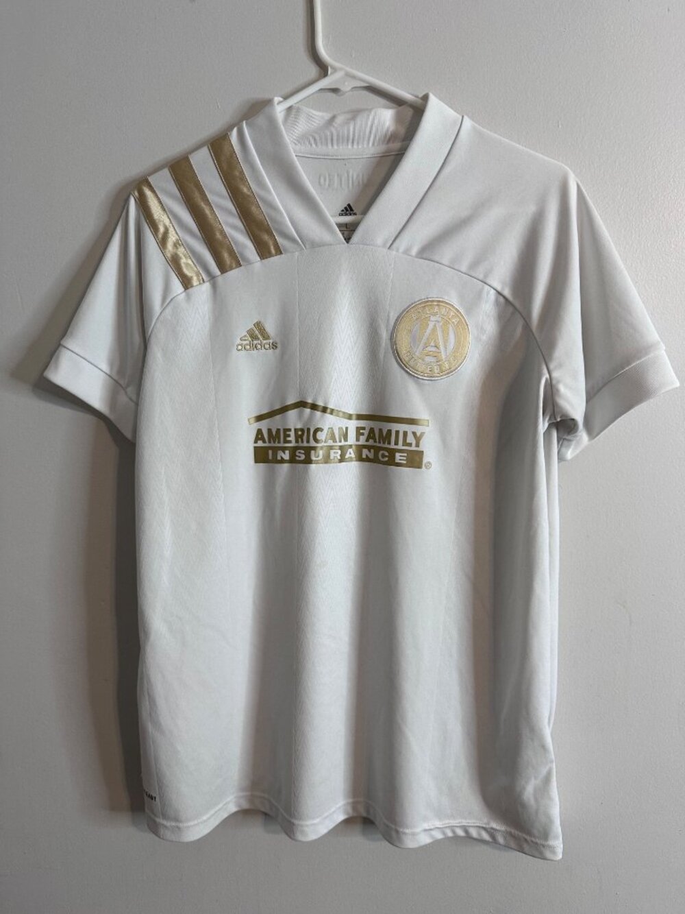 Adidas Atlanta United FC Jersey Women L White Gold MLS Soccer Shirt